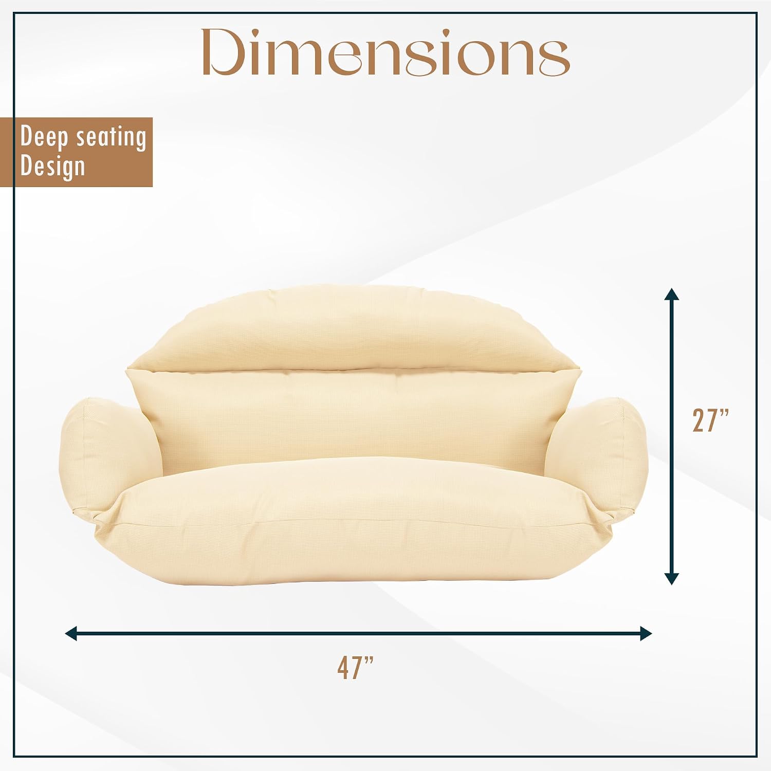 LeisureMod 2-Person Hanging Egg Chair Cushion, Quick-Drying Fabric with Soft Cotton Filling, Weather-Resistant Outdoor Seat Cushion, Machine Washable, Cream