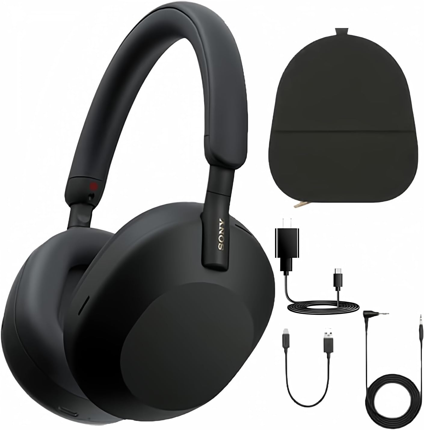 Sony WH-1000XM5 Noise Canceling Wireless Over-Ear Headphones (Black) & Case