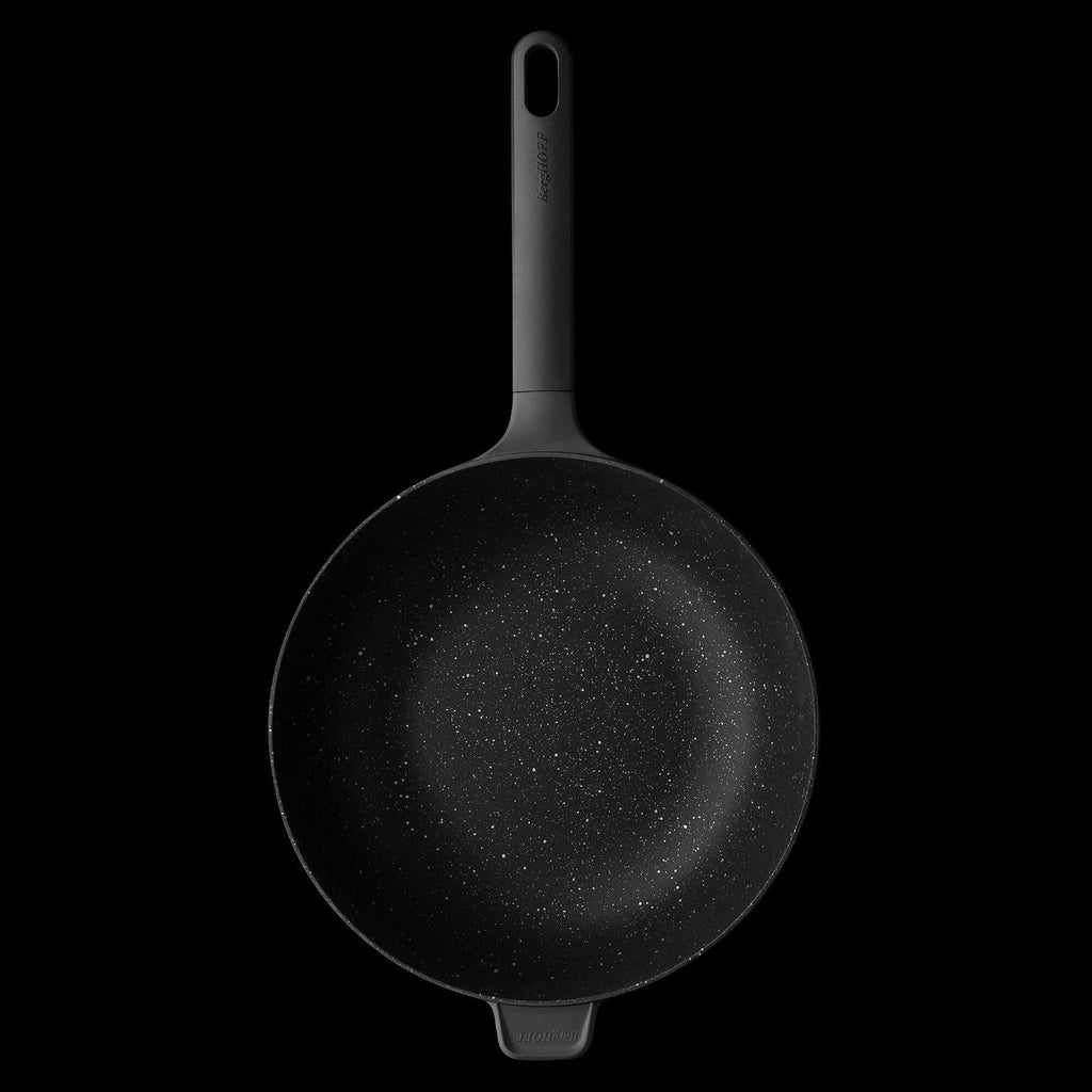 BergHOFF GEM Non-Stick Cast Aluminum Stir-Frying Pan 11' 4.1 qt. Black Stay-Cool Handle, Hanging Loop Ferno-Green, PFOA Free Coating Induction Cooktop Fast Heating