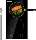 2 Burner Induction Cooktop, 3500W Built-in Induction Stovetop with BOOST, Weceleh 12 inch Electric Cooktop, 9 Power Levels, Safety Lock, Timer, Touch Control, No Plug, 220-240V