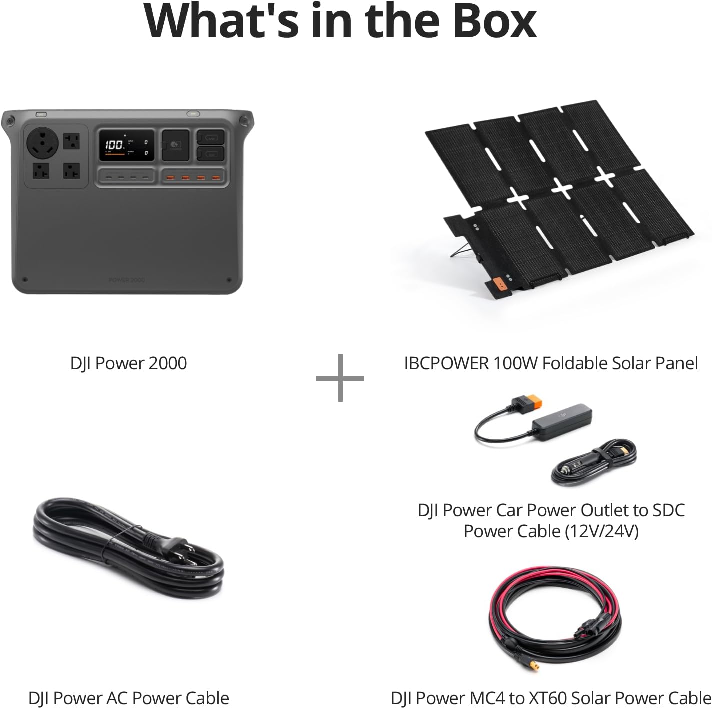 DJI Power 2000 Portable Power Station with IBCPOWER 100W Foldable Solar Panel, 2048Wh LFP Battery, 3000W Stable Output, Enhanced Safety, Camping & RVs, Road Trip, Outdoors
