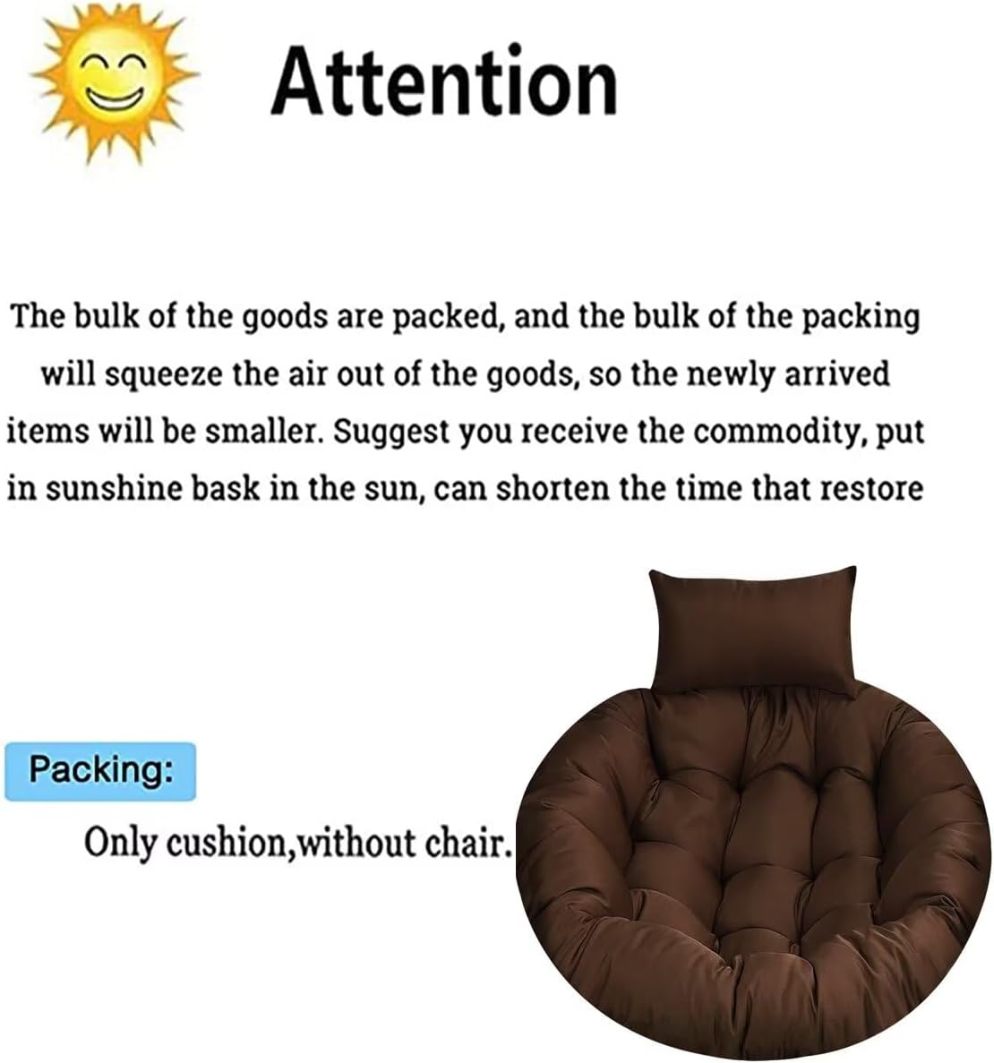 Egg Chair Cushion Replacement, Round Hanging Basket Rocking Chair Cushion with Headrest, Indoor Outdoor Porch Backyard Patio Hammock Swing Replacement Cushion, Light Purple, 49 x 49 inches