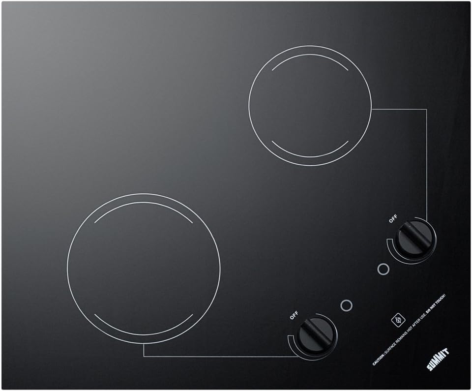 Summit 21' 2 Burner Electric Cooktop. 115 Volt Radiant Cooktop, ADA Compliant, Black - CR2B121