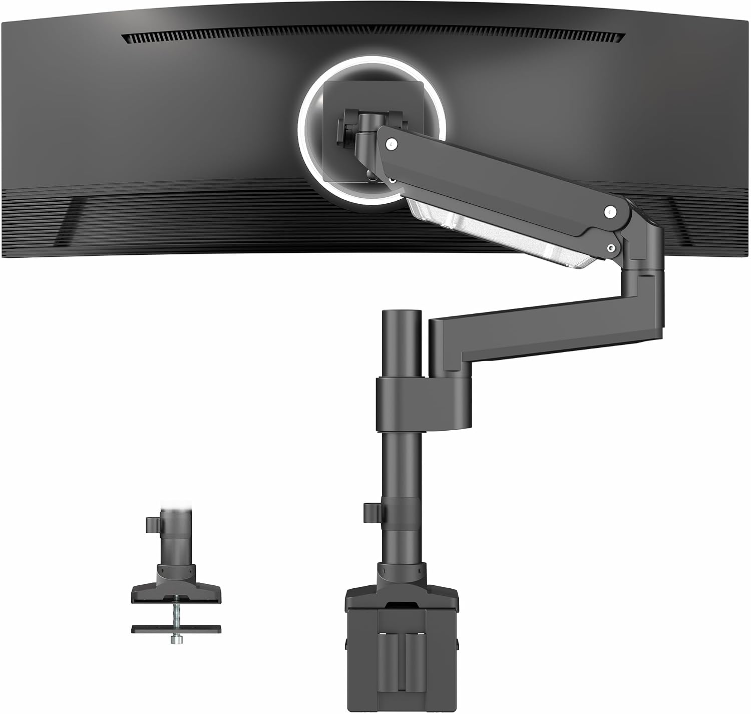 VIVO Premium Aluminum Tall Extended Monitor Arm for Ultrawide Monitors up to 49 inches and 33 lbs, Single Desk Mount Stand, Pneumatic Height Adjusting, Max VESA 100x100, Black, STAND-V101GT
