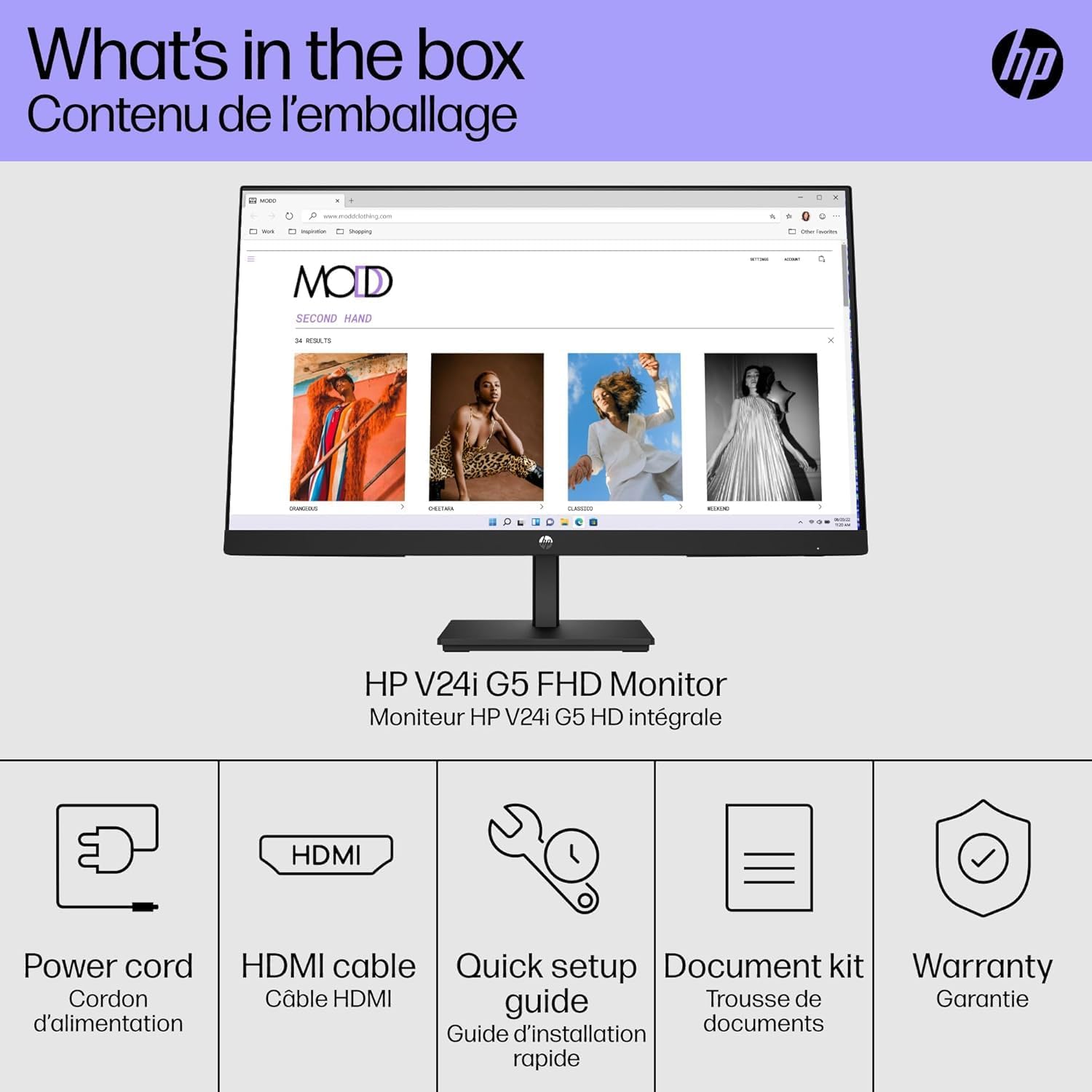 HP V24i G5 24 Inch Computer PC Monitor Full HD IPS 60Hz Refresh Rate 5ms Response Time 250 Nits Brightness AMD FreeSync Anti-Glare Low Blue Light, HDMI DisplayPort, Black (Renewed)