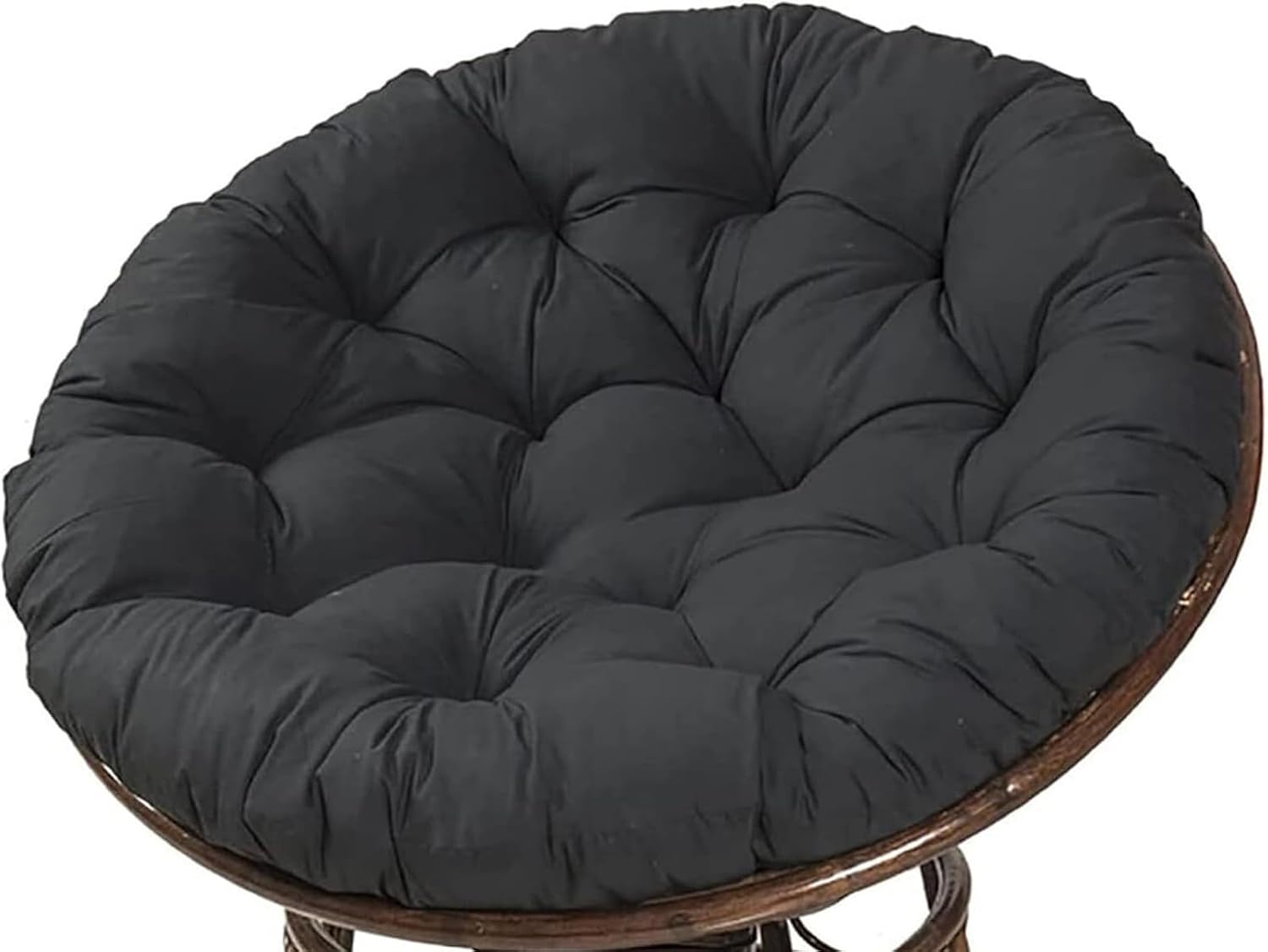 Round Papasan Chair Cushion 16-63inch (40-160cm) Thick Comfy Seat Pillow for Indoor/Outdoor Hanging Egg/Swing/Rocking Chairs & Wicker Furniture(Black,140x140cm)