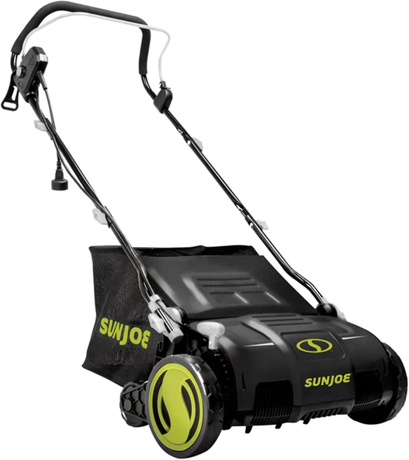 Sun Joe 15-Inch Electric Powered Lawn Dethatcher with Scarifier Blade Reel and Collection Bag - 13-Amp Corded Yard Power Rake Tool Machine for Grass Thatch Removal, AJ805E