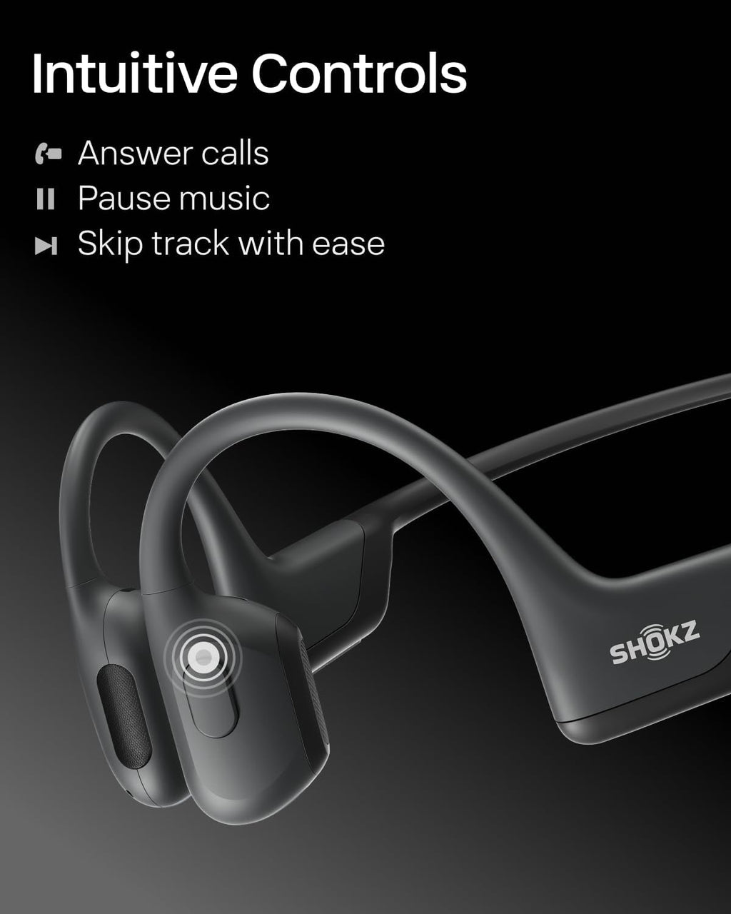 SHOKZ OpenRun Pro Mini-Bone Conduction Headphones, Open-Ear Bluetooth Wireless Sport Headphones for Running and Workout-Sweat Resistant,Long Battery Life,Deep Bass,Mic-with Hair Band, Black