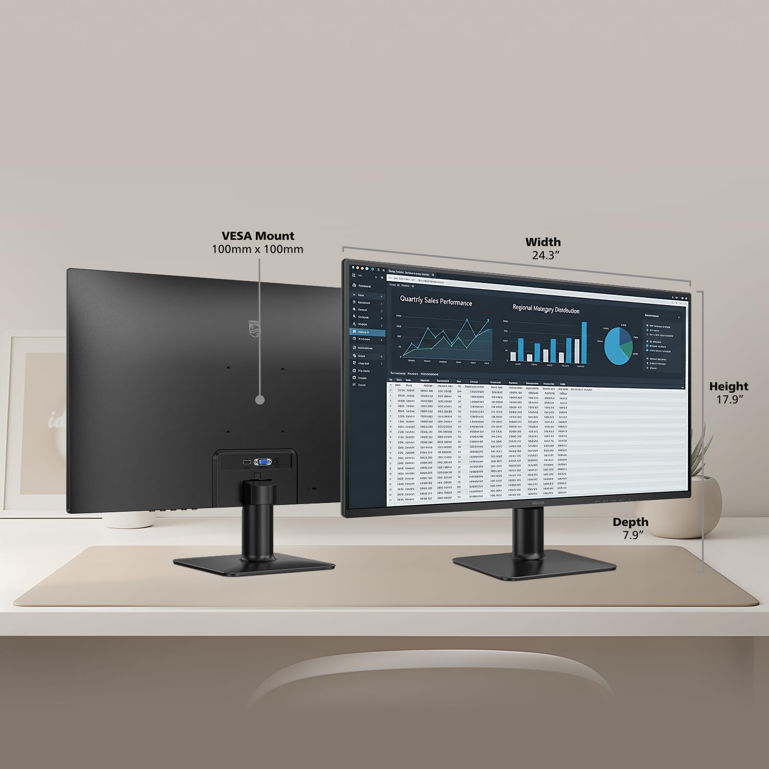 Philips 27E2N2100 27 inch IPS FHD (1920 x 1080) 120Hz Gaming Office Monitor, VESA, HDMI x1, VGA Port x1, Eye Care, 4 Year Advance Replacement Warranty