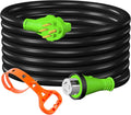UL Listed 50 Amp RV Extension Power Cord, 25 Feet Lockable Heavy Duty 6/3 + 8/1 SJTW AWG Gauge Cord, NEMA 14-50P to SS2-50R with Cord Organizer, 125V/250V for RV Camper and Generator to House