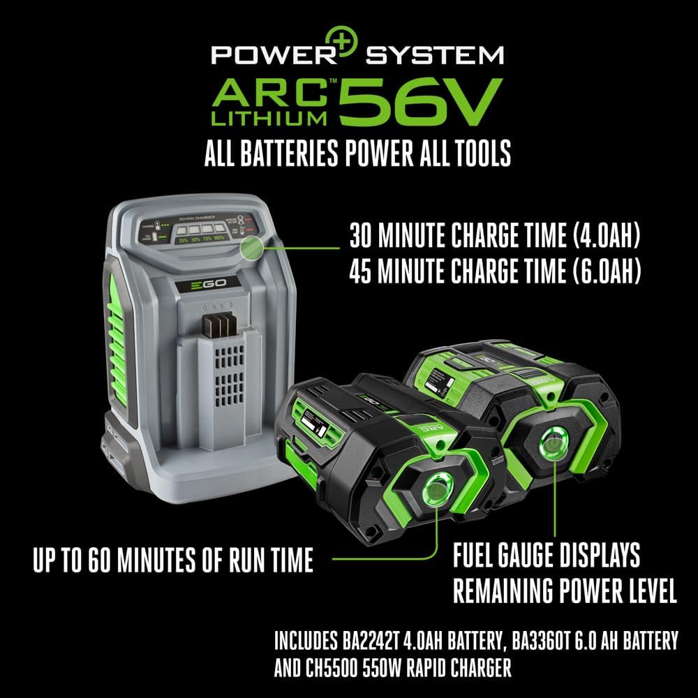 EGO POWER+ Electric Lawn Mower, Self-Propelled Cordless with Touch Drive, Includes 56V 6.0Ah Battery, 4.0Ah Battery and Rapid Charger - LM2123SP-2