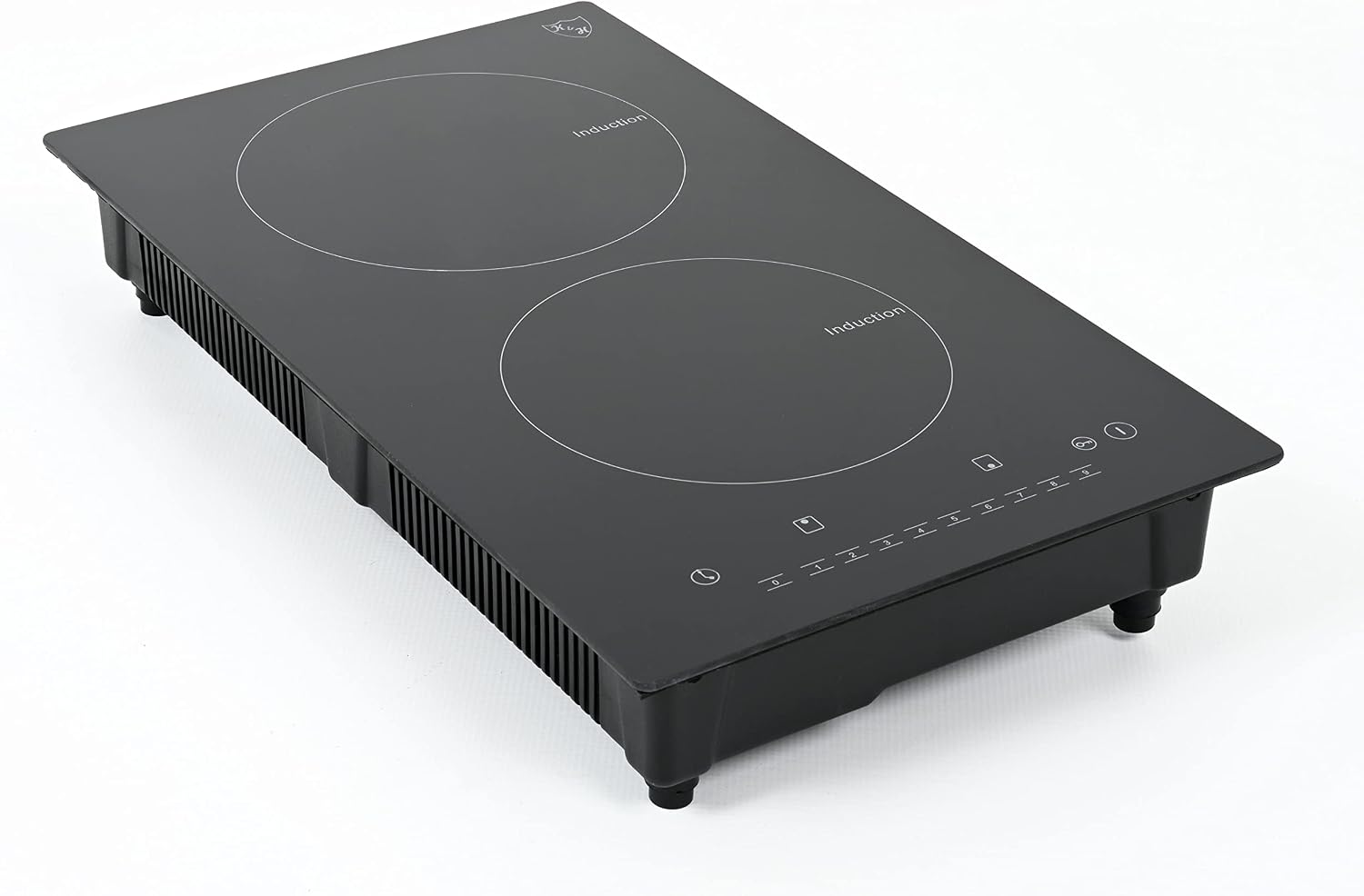 K&H Dual Induction Cooktop - 12 Inch Portable Electric Stove Top with 9 Heating Levels - 220V, 3100W Built-in Ceramic Glass Portable Induction Cooktop - Touch Control, Timer & Child Lock, INDV-3102
