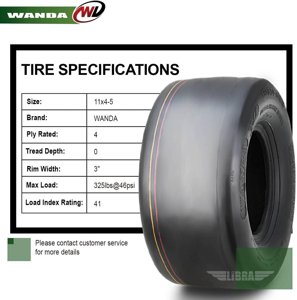 WANDA Set of 2 11x4-5 Zero Turn Lawn Mower Utility Cart Turf Tires 11x4x5 /4 ply - 13204