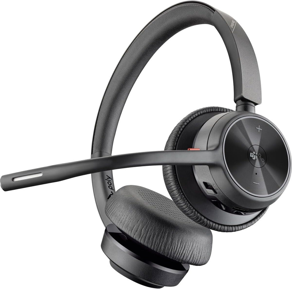 Poly - Voyager 4320 UC Wireless Headset (Plantronics) - Headphones with Boom Mic - Connect to PC/Mac via USB-A Bluetooth Adapter, Cell Phone via Bluetooth - Works with Teams (Certified), Zoom & More
