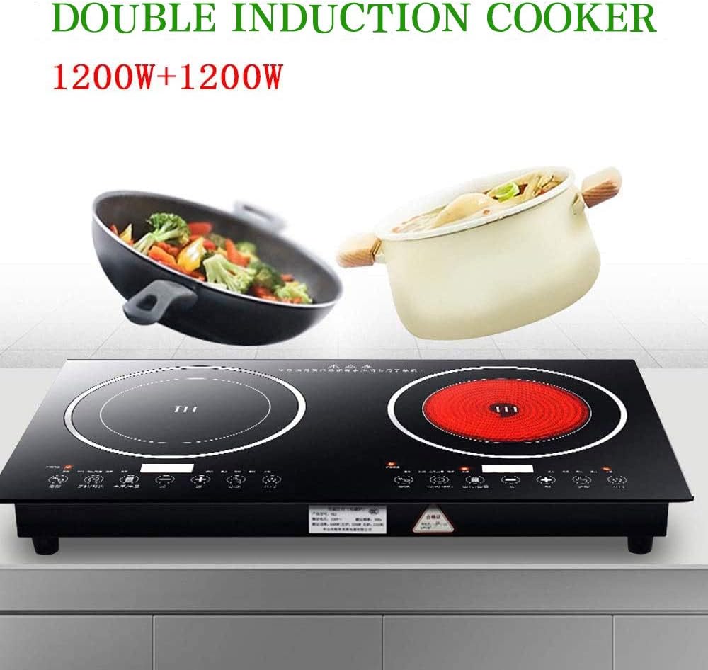 Portable Electric Induction Cooker 2200W 8 Levels Electric Dual Induction Cooker Cooktop Countertop Double Burner