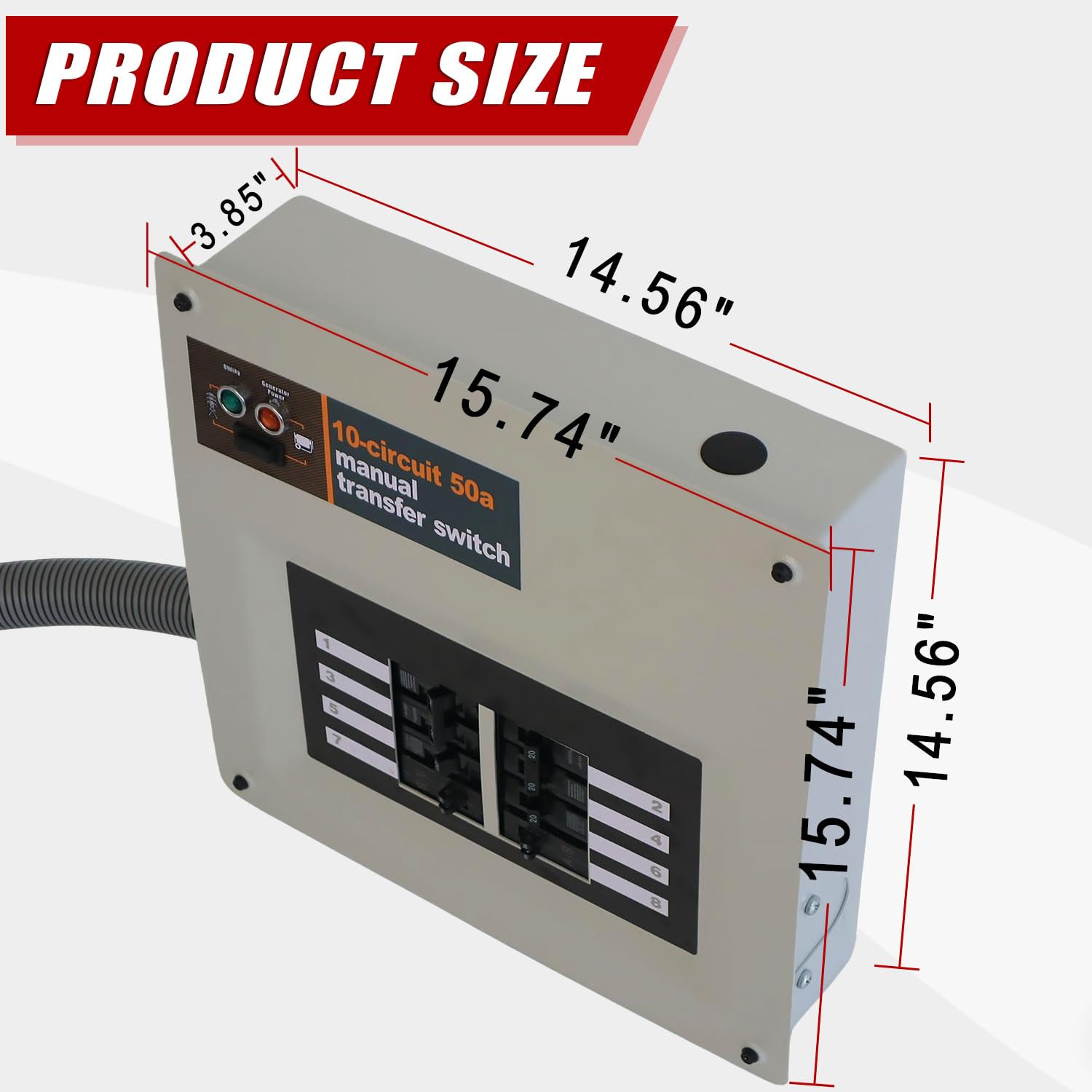 50 Amp Manual Transfer Switch Kit Indoor Pre-Wired – Compatible with Portable Generators Such as XG10000E, XP10000E, GP15000E, and GP17500E, for Generac 9854