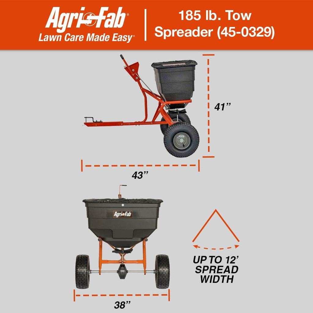 Agri-Fab 45-0329 185 lb. Tow-Behind ATV/UTV Broadcast Lawn Spreader for Seed,Fertilizer,Salt,Ice Melt; Easy to use Flow Control