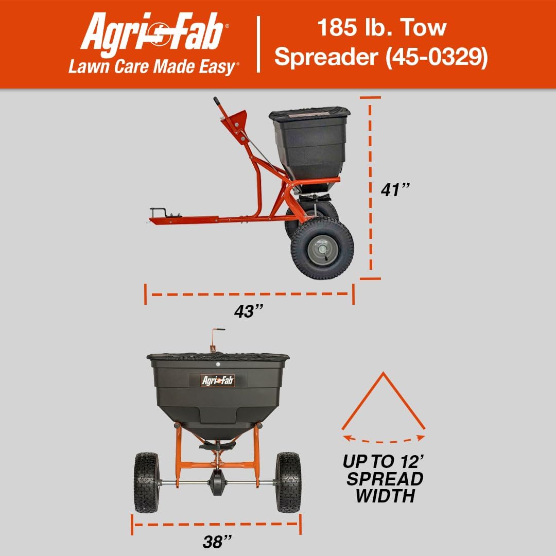 Agri-Fab 45-0329 185 lb. Tow-Behind ATV/UTV Broadcast Lawn Spreader for Seed,Fertilizer,Salt,Ice Melt; Easy to use Flow Control