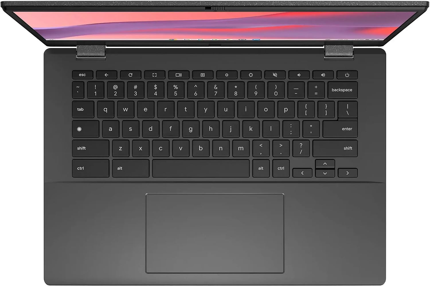ASUS Chromebook CM1402 Laptop, 14' FHD (1920 x 1080) LED Display, MediaTek Kompanio 520, 8-Core, 4GB RAM, 64GB eMMC, Chrome OS, Gravity Gray, TWE 64GB Micro SD Card