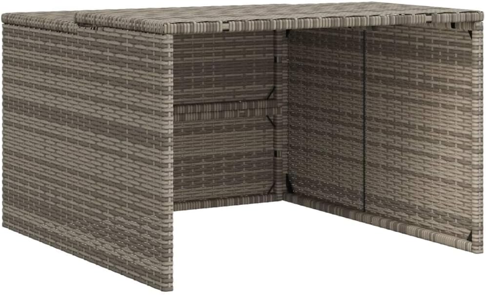 vidaXL Robot Mower Garage - Weather Protection for Robotic Lawn Mowers - Gray - Poly Rattan - 33.9'x35.4'x20.5'/22.4'