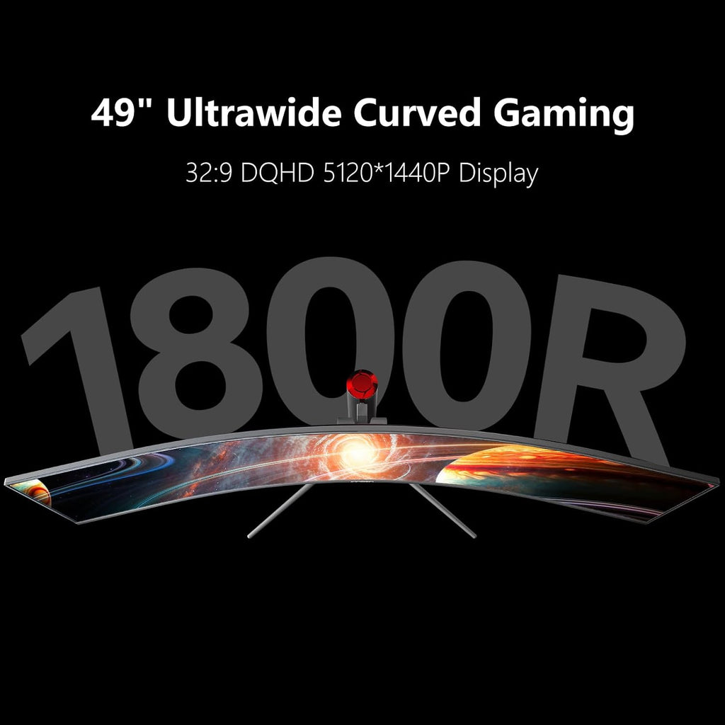 INNOCN 49' Curved Monitor Ultrawide Gaming 5K2K 120Hz 32:9 QHD 5120 x 1440P Computer Monitor, R1800, 99% sRGB, HDR400, USB Type C, DisplayPort, HDMI, Built-in Speakers, Height/Tilt Adjustable - 49C1R