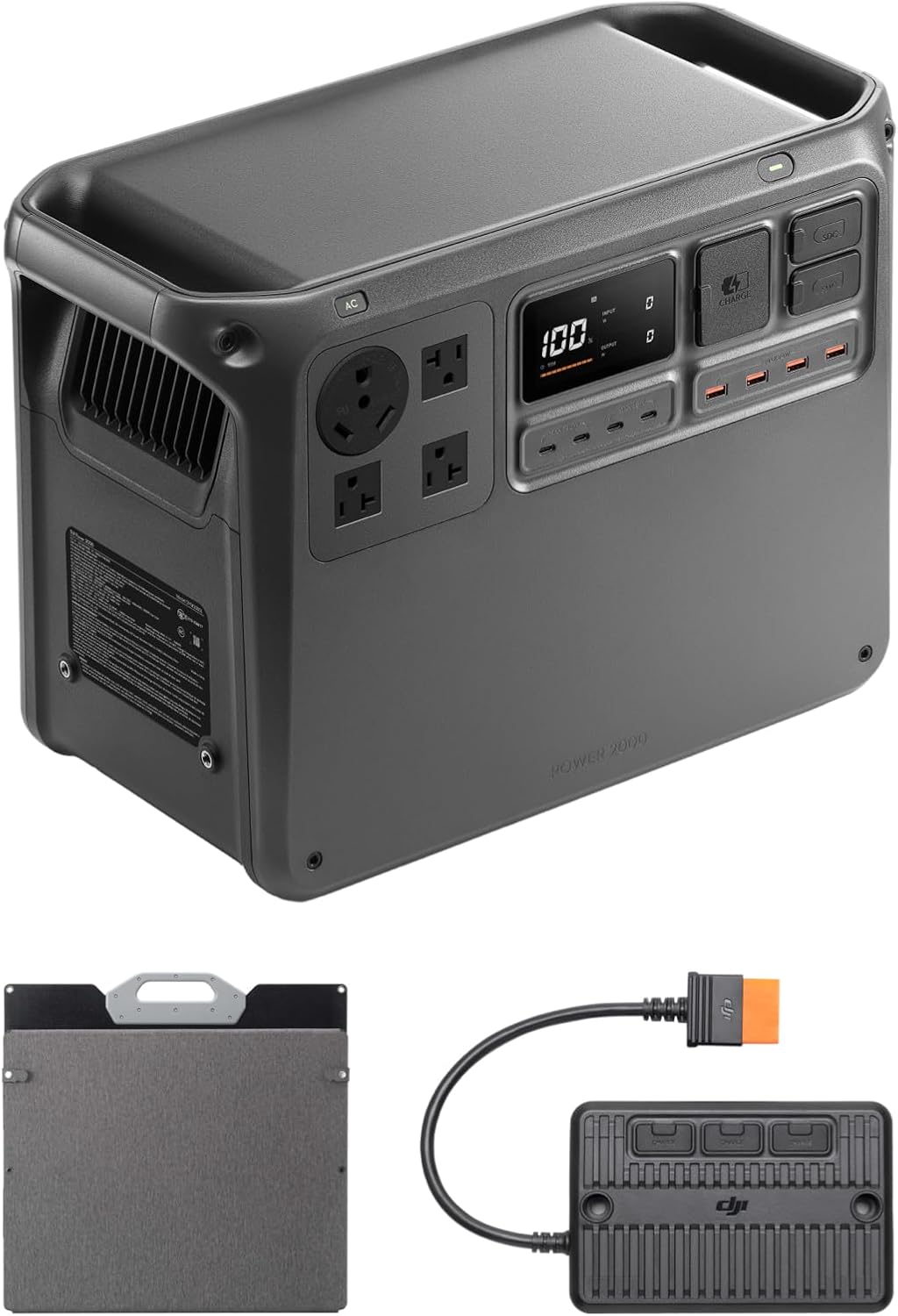 DJI Power 2000 Portable Power Station, Solar Generator with 200W Panel, 2048Wh LFP Battery, 3000W Stable Output, Enhanced Safety, Camping & RVs, Road Trip, Outdoors