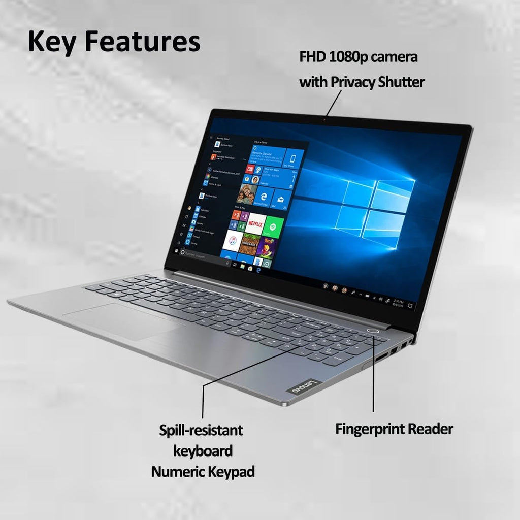 Lenovo ThinkBook 15 Gen 4 Business Laptop (15.6' IPS FHD Touchscreen, Intel 10-Core i7-1255U, 40GB RAM, 1TB SSD), FHD Webcam, Narrow Bezel, Backlit, Fingerprint, Thunderbolt 4, Win 11 Pro, Grey