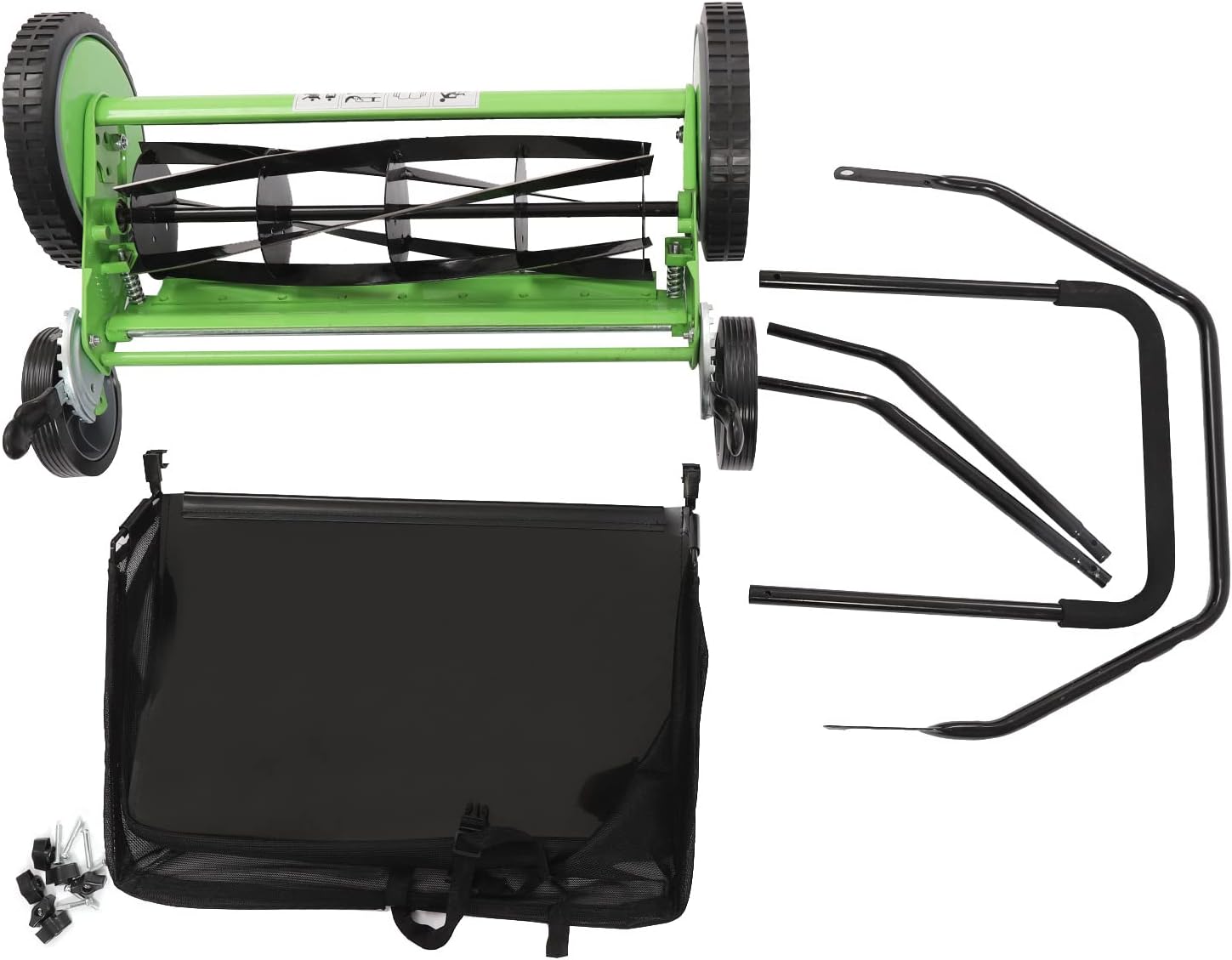 20-Inch 5-Blade Cordless Manual Reel Lawn Mower, Adjustable Cutting Height Manual Reel Mower with Removable Grass Collection Basket, 4 Wheels
