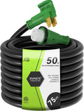 RVMATE 50 Amp 75 Feet RV/Generator Lockable Power Extension Cord, Easy Plug in Handle, 14-50P to SS 2-50R with LED Indicator, ETL Listed
