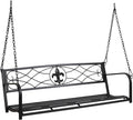 VINGLI Upgraded Metal Patio Porch Swing, 660 LBS Weight Capacity Steel Porch Swing Chair for Outdoors, Heavy Duty Swing Chair, Bench Swing for Gardens & Yards (Black)