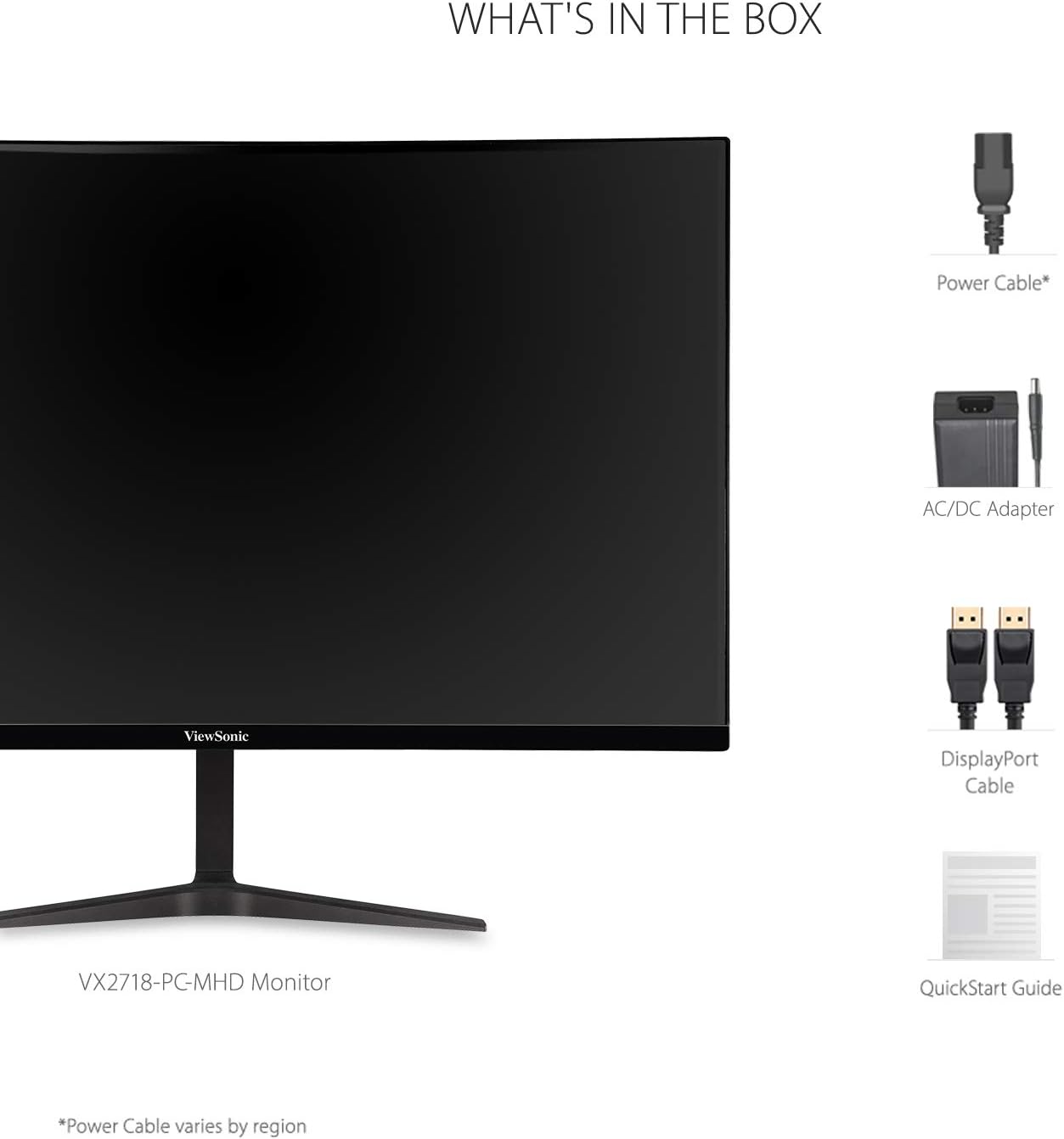 ViewSonic VX2718-PC-MHD 27 Inch 1080p Curved Gaming Monitor, 200Hz and 1ms for Smooth Gameplay, FreeSync Premium and Eye Care Technology, HDMI, and DisplayPort Inputs
