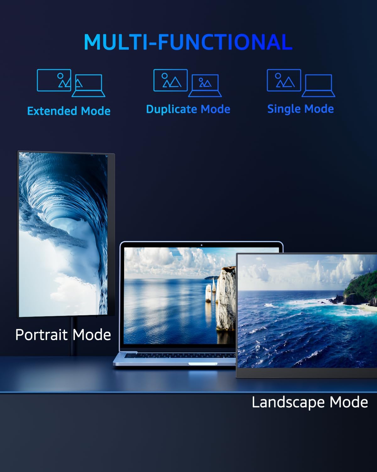 Yodoit 4K Portable Monitor, 16' 3840×2400 UHD IPS Travel Screen 1200nit Sunlight-Readable with 145% sRGB, 2000:1 Contrast for Photo Editing Outdoor Work Compatible with Laptop PC Mac PS5 Black