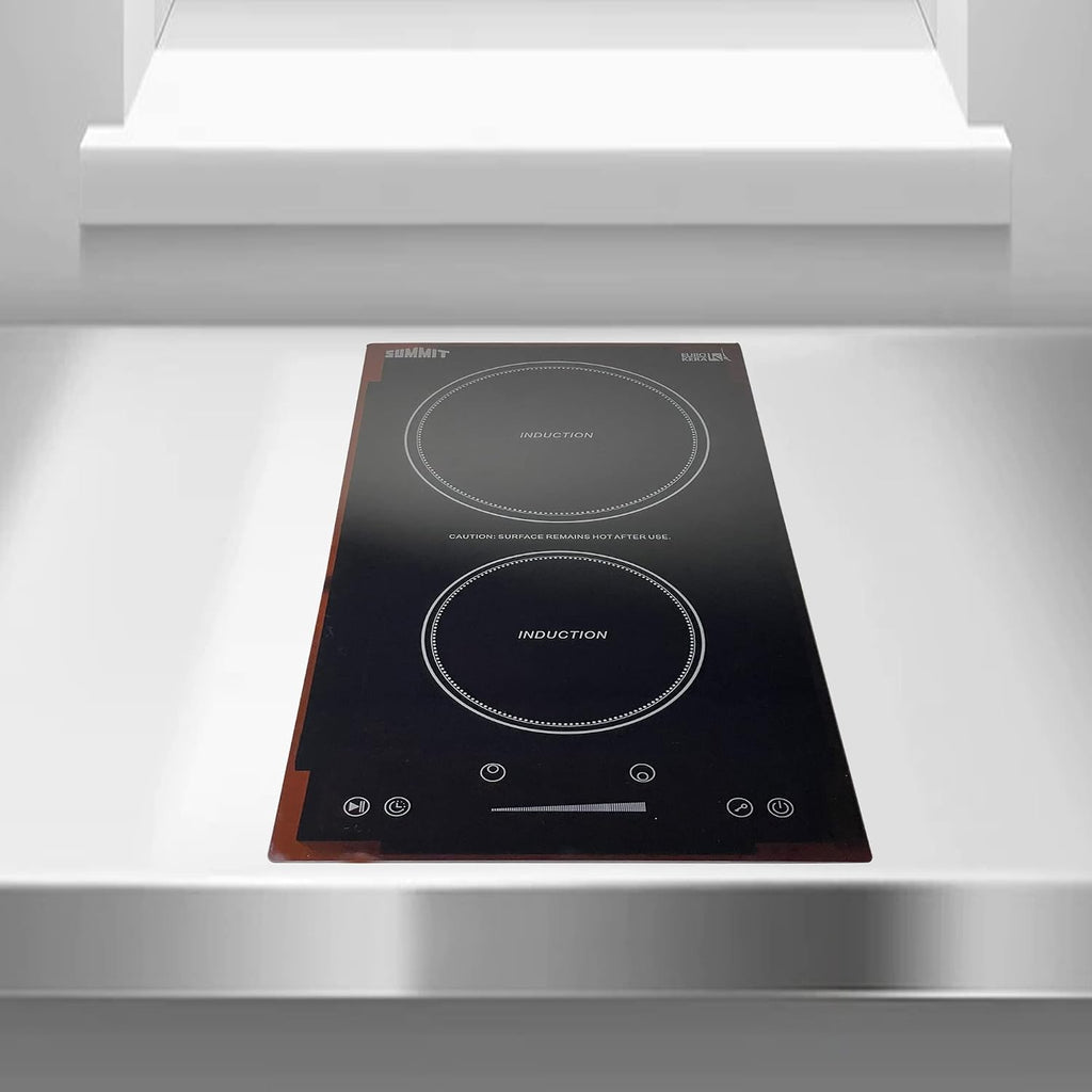 Summit 12' Induction Cooktop, 2 Cooking Zones, 115V Electric Cooktop, ADA Compliant Design, Black- SINC2B115