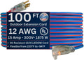 US Wire 99100 12/3 100-Foot SJEOW TPE Extreme Weather Extension Cord Blue with Lighted Plug