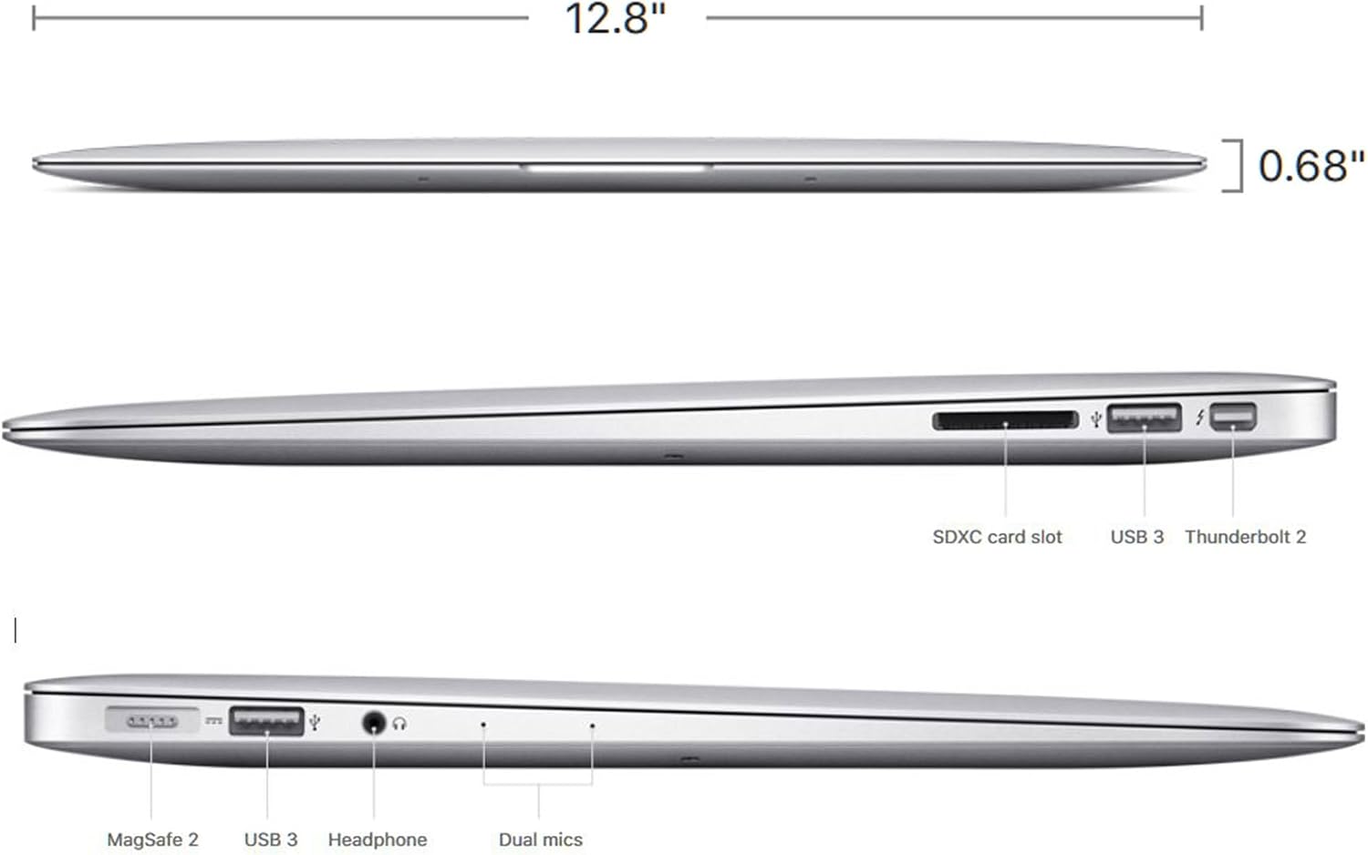 Apple Mid 2017 MacBook Air with 1.8GHz Intel Core i5, 13-inch, 8GB RAM, 256GB SSD, Silver (Renewed)