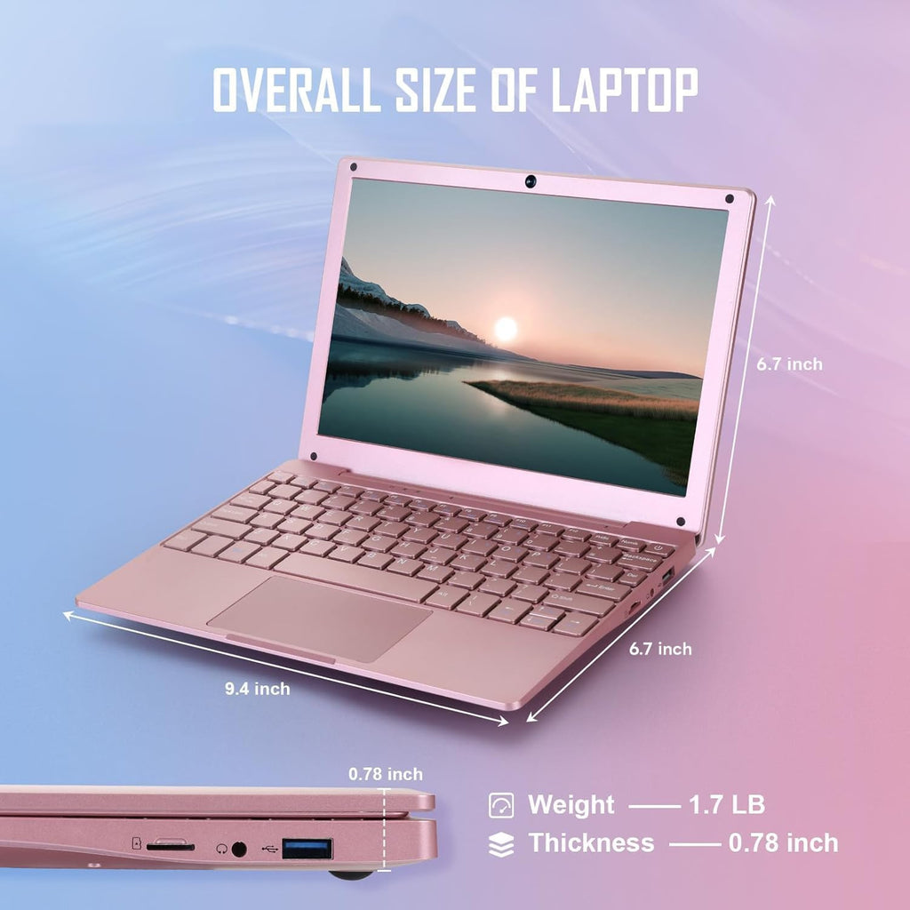 G-Anica win11 Laptop Computer, 8GB RAM 128GB ROM, Celeron Dual core Processors, 10' Netbook Computer with WiFi, Webcam and Bluetooth, Mini Laptop with Bag, Mouse, Headphone and Mouse Pad