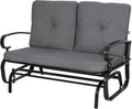 Incbruce Outdoor Textilene Glider Rocking Chair Patio Glider Bench for 2 Person, Porch Loveseat Seating Patio Steel Frame Chair Set with Cushion for Porch, Patio, Garden (Grey)
