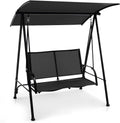 HAPPYGRILL 2-Person Outdoor Swing with Canopy, Patio Porch Swing Chair with Heavy-Duty Metal Frame, Breathable Seat Fabric, Patio Loveseat Swing for Backyard, Balcony, Poolside