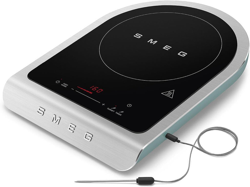 SMEG 1800W Portable Induction Cooker – Collezione Collection | Single-Burner Induction Hob with Probe, 9 Power Levels + Boost, Touch Controls — Travel/RV/Compact Kitchen-Jade