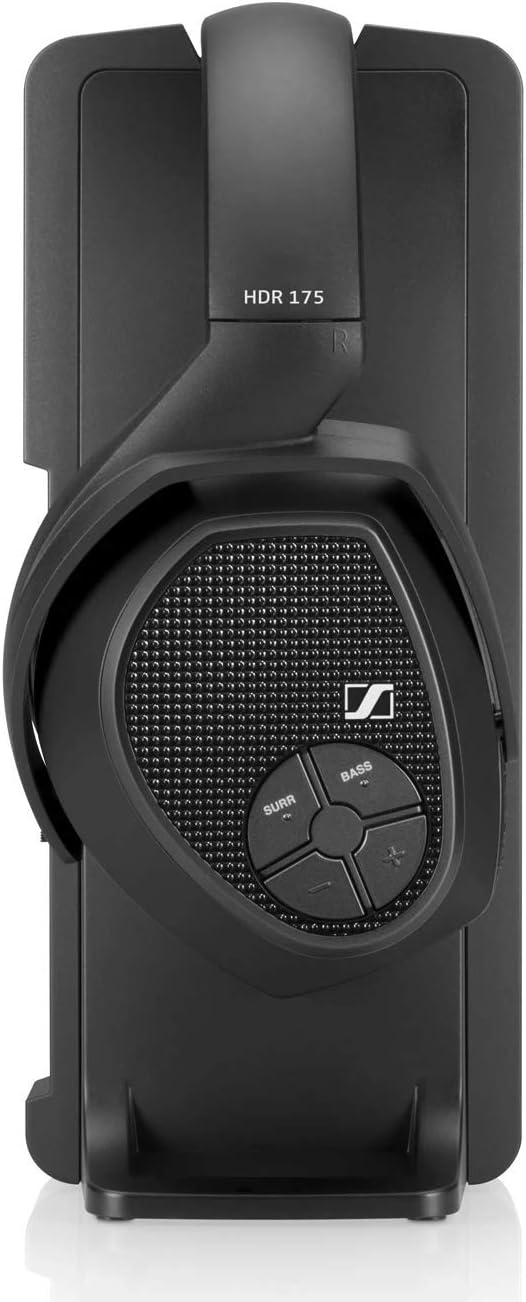 Sennheiser RS 175 RF Wireless Headphones for TV with Bass Boost and Surround Sound Modes, Compact and Ergonomic, Wireless TV Headphones Listening, Black