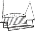 VINGLI Upgraded Metal Patio Porch Swing, 660 LBS Weight Capacity Steel Porch Swing Chair for Outdoors, Heavy Duty Swing Chair Bench for Gardens & Yards (Pattern 6)