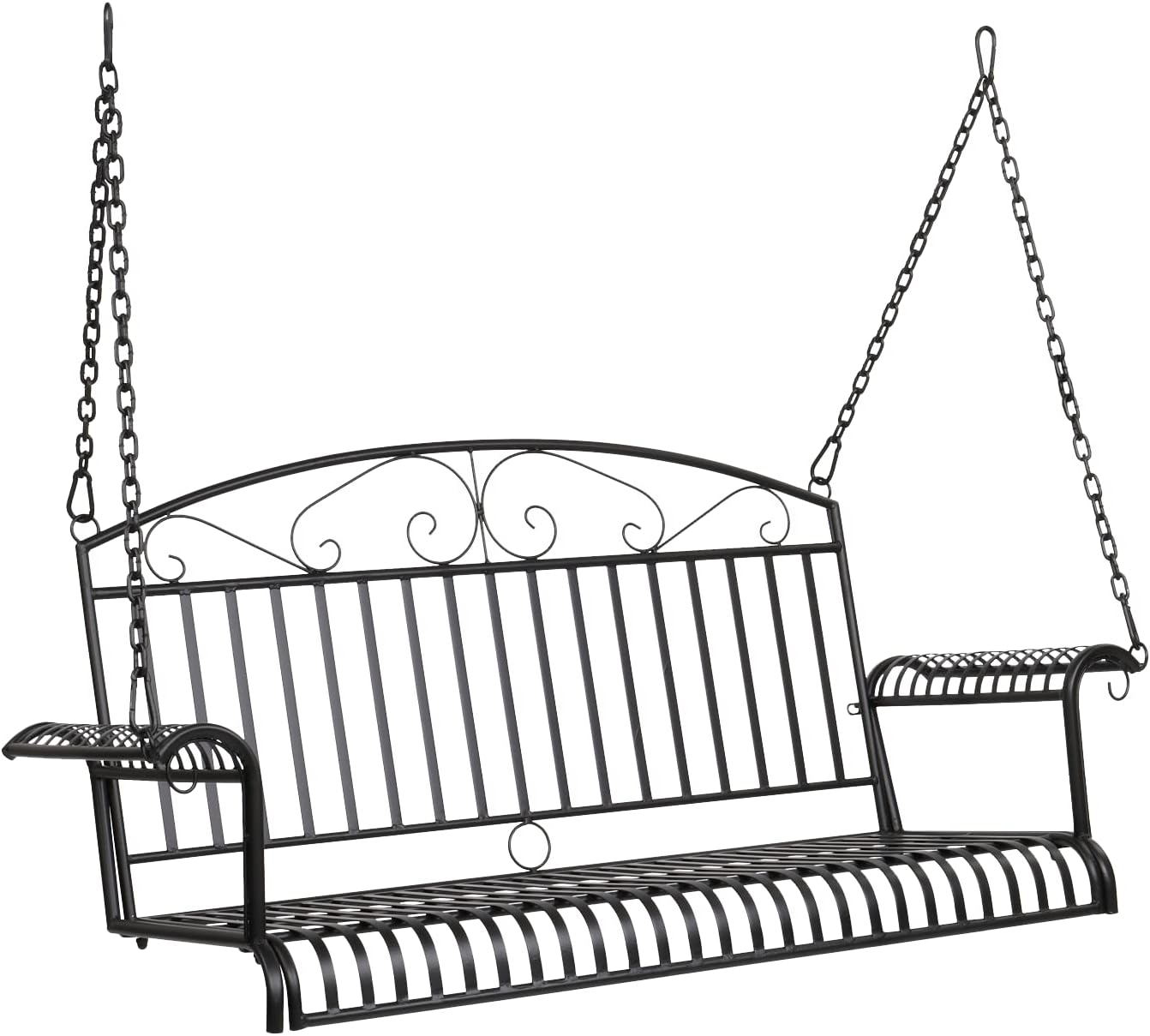 VINGLI Upgraded Metal Patio Porch Swing, 660 LBS Weight Capacity Steel Porch Swing Chair for Outdoors, Heavy Duty Swing Chair Bench for Gardens & Yards (Pattern 6)
