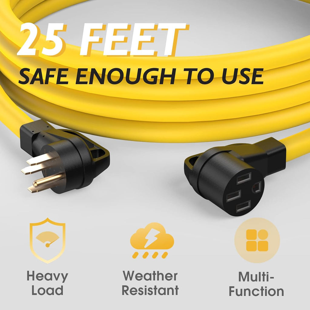 TOOLIOM 50 Amp Generator Cord, NEMA 14-50P/14-50R 50 Amp RV/EV Extension Cord, 125/250V 12500W 6/3+8/1 AWG STW, Power Extension Cord for Generator RV/EV Trailer Camper, UL Listed (25FT)
