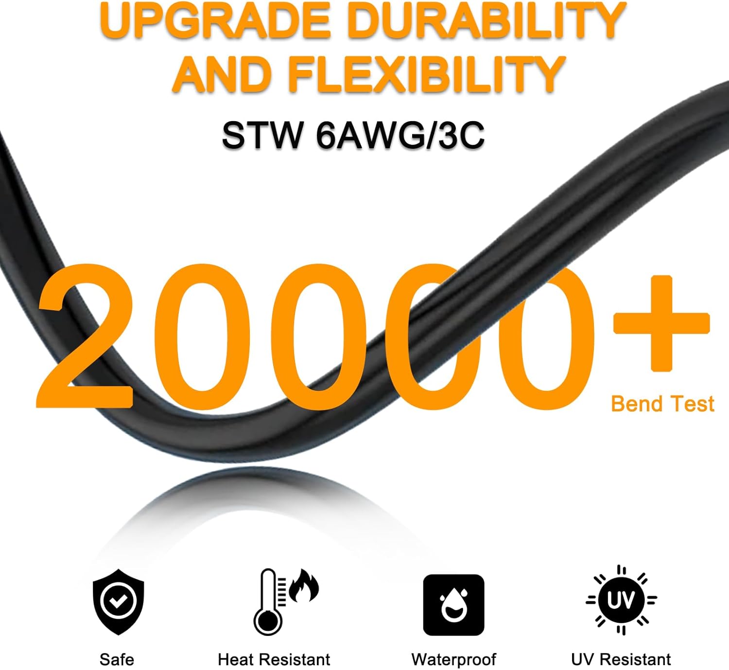 6 AWG NEMA 14-50P to 6-50R Welder Adapter Cord 25FT, Heavy Duty STW 6AWG * 3C 50 Amp 250 Volts 12500 Watt, Generator RV to Welder Tesla EV Charger Adapter Cord, ETL Listed