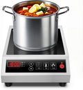 Induction Cooktop Commercial 1800W, Portable Countertop Burner with 8' Fast Heating Coil, 11 Temp/Power Levels, 24H Timer Stainless Steel Electric Stove for for RV Home Kitchen