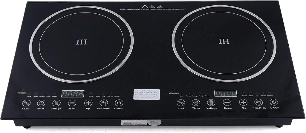 Induction Cooker and Ceramic-Cooker,110V 2600W Portable Induction Cooktop Electric Dual Induction Cooker and Ceramic-Cooker Cooktop Countertop Digital Electric Countertop Double Burners,8 Gear Firepower (1200W Induction cooker+1400W Ceramic Cooker)