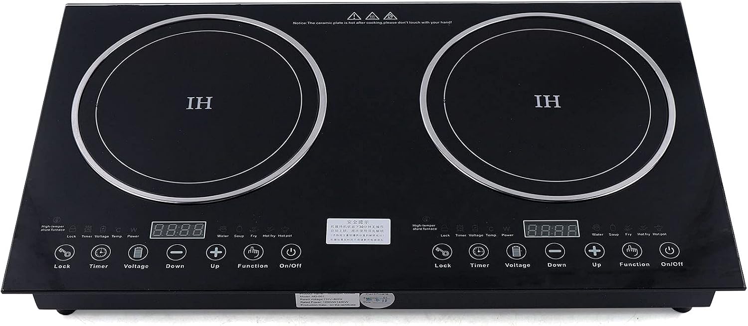 Electric Ceramic Cooktop, Electric Induction Cooktop, 2 Burners Built-in Electric Stove Top with Timer, Adjustable Temperature, Child Safety Lock, 8 Heating Level, 110V 2600W