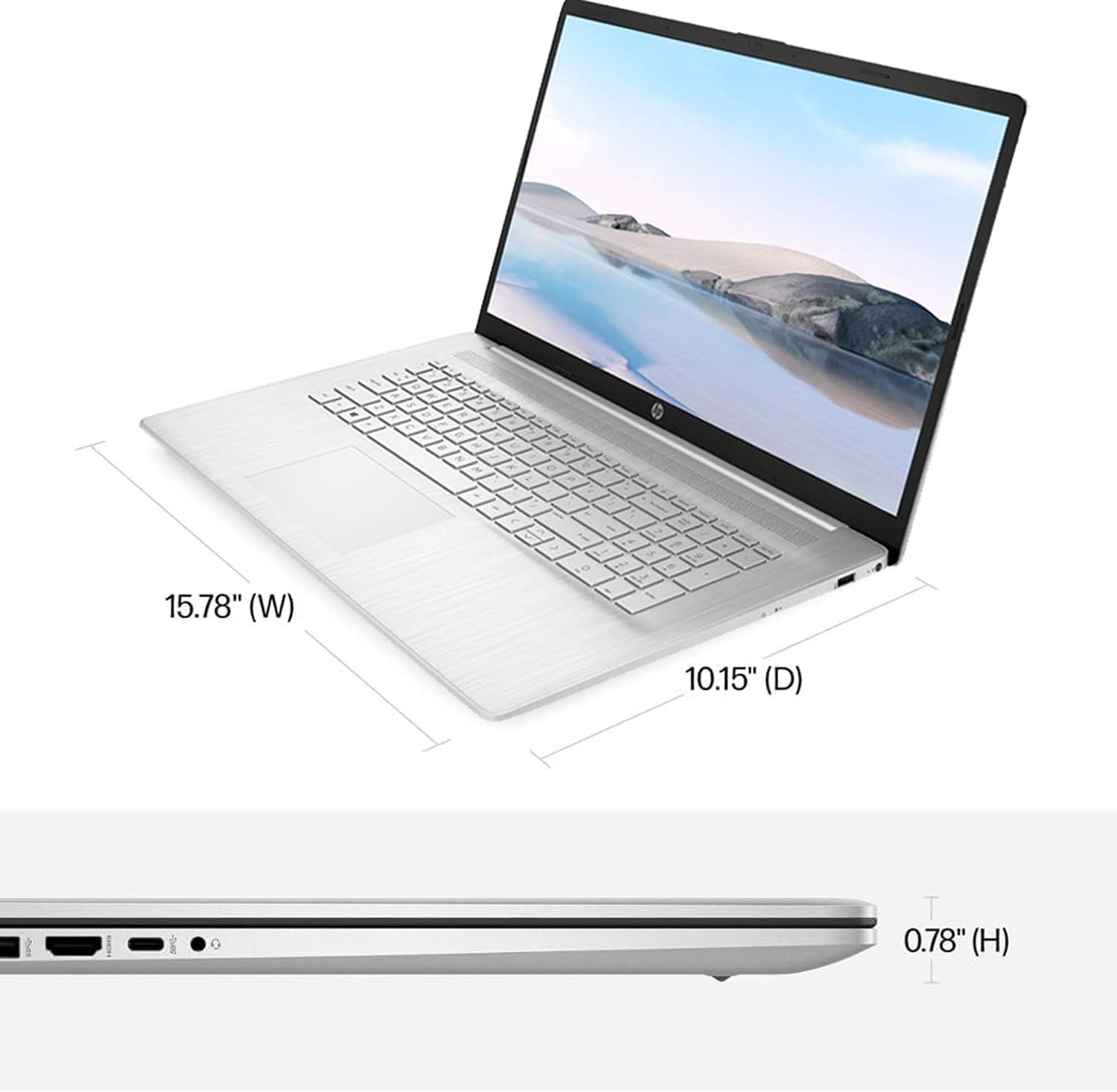 HP 17 Laptop, 17.3' HD+, Intel Quad Core i3-1125G4 Processor, 16GB RAM, 1TB SSD, Windows 11 Pro, Anti-Glare Display, Long Battery Life, Wi-Fi, Bluetooth, Webcam, HDMI, Alpacatec Accessories, Silver