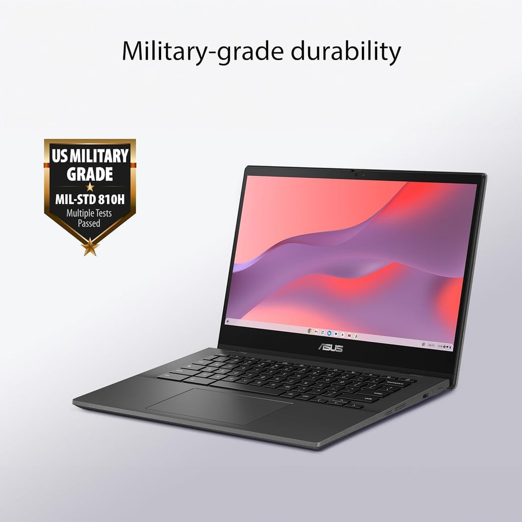 ASUS 14' Chromebook Portable Laptop - 14' FHD LED Display, 8-Core MediaTek Kompanio 520 Processor, 4 GB RAM, 64 GB eMMC, WiFi 6, Chrome OS, 15H Long Battery Life, Net Weight 1.45Kg