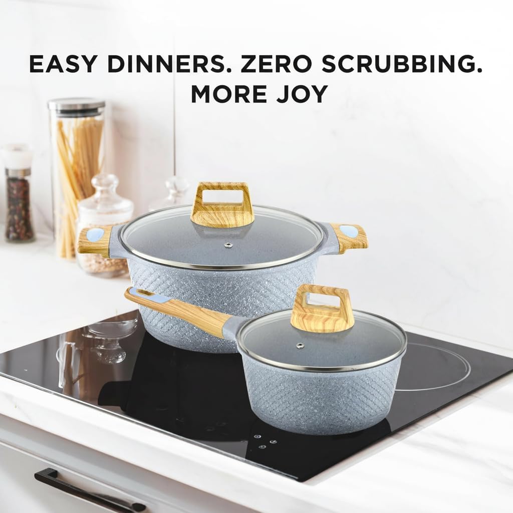 NutriChef 22‑Piece Non‑Stick Ceramic Pots and Pans Set – For All Cooktops Including Induction – PTFE & PFAS Free, Includes Bakeware & Utensils